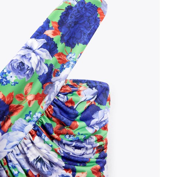 NWT - Zara Floral Asymmetrical Bodysuit - Picture 4 of 9